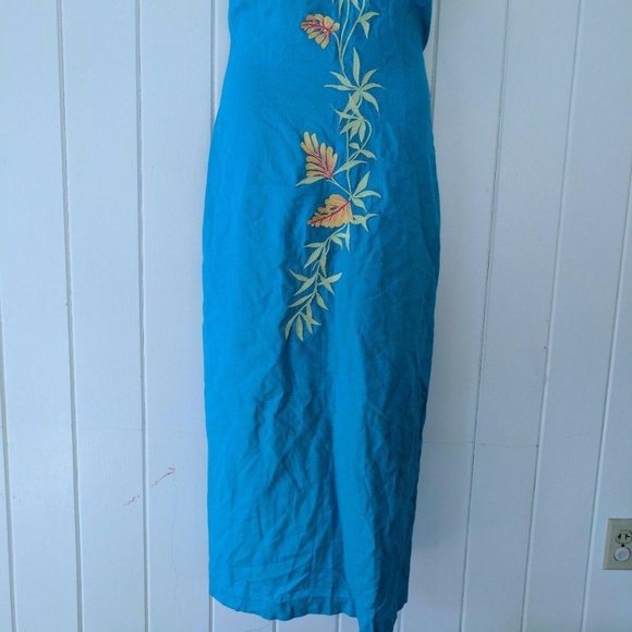 Giorgio Fiorlini Blue Linen Rayon Sleeveless Dress - Picture 5 of 5